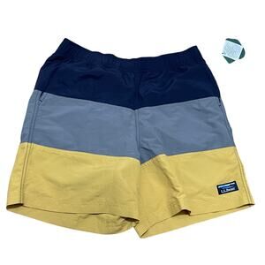 L.L.Bean Men's Small Classic Supplex Sport Shorts Blue Gray Yellow Quick Dry NWT